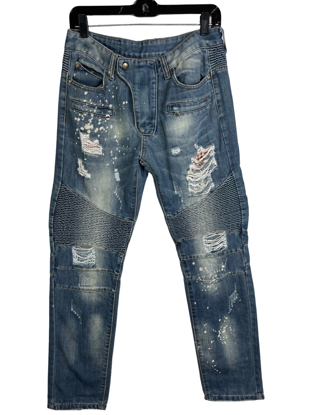 Balmain Avant-Garde Blue Biker Denim Jeans Size 31